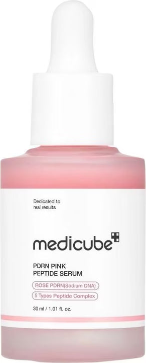 Medicube PDRN Peptide Serum texture close-up – lightweight anti-aging formula for elasticity and hydration