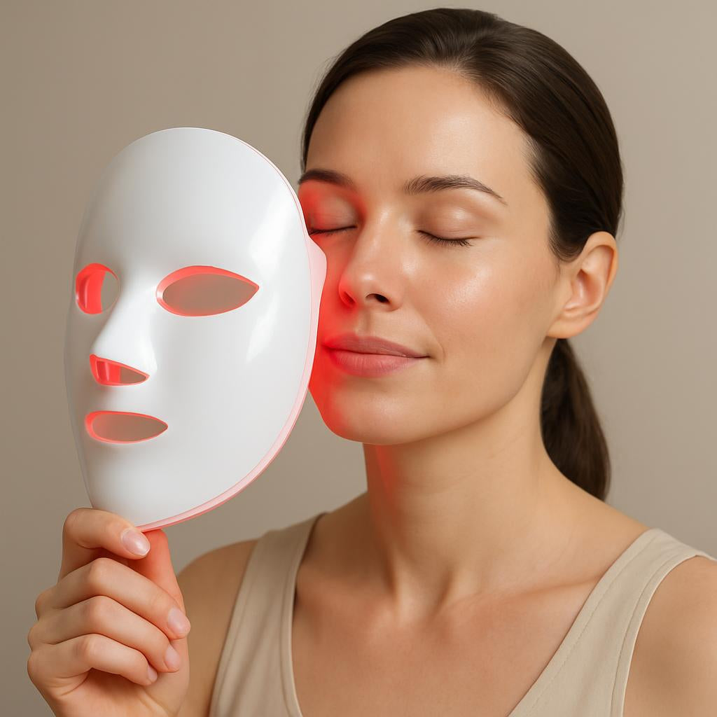 Red LED light therapy for anti-aging skin care combined with a Korean skincare routine
