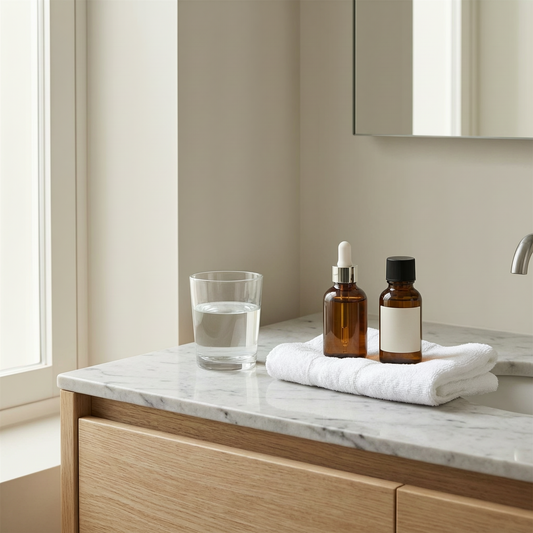 clean skincare routine setup for healthy glowing skin