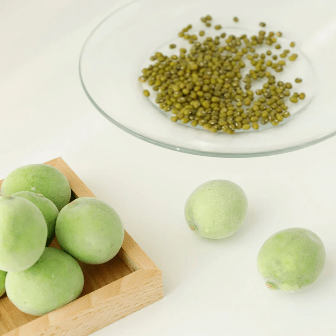 Natural ingredients of Beauty of Joseon Green Plum Refreshing Cleanser – green plum and mung bean extract for soothing skincare.