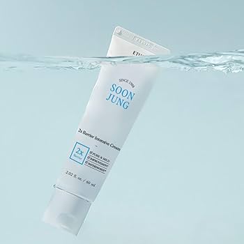 Etude Soon Jung 2x Barrier Intensive Cream floating in water – hydrating barrier repair K-Beauty cream