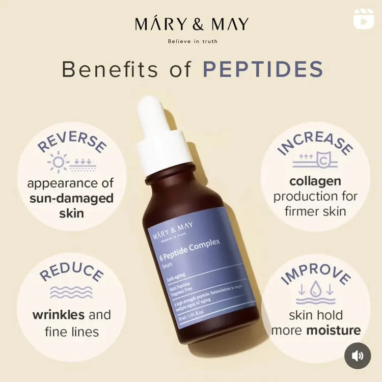 Mary & May 6 Peptide Complex Serum – benefits of peptides for smoother, firmer, and more hydrated skin