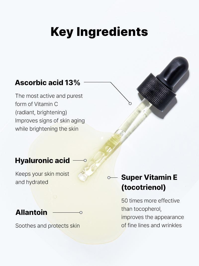 COSRX Vitamin C 13 Serum – key ingredients infographic